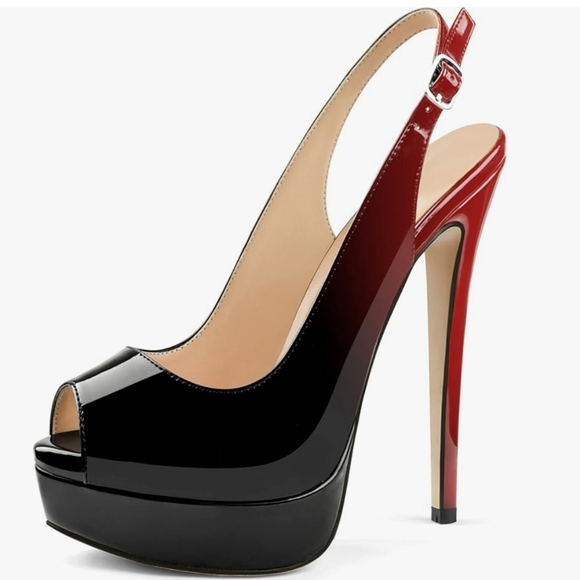 MERUMOTE Women's Slingback Shoes Peep Toe Platforms 6 Inch Heels Size 7 NWT - Picture 3 of 16